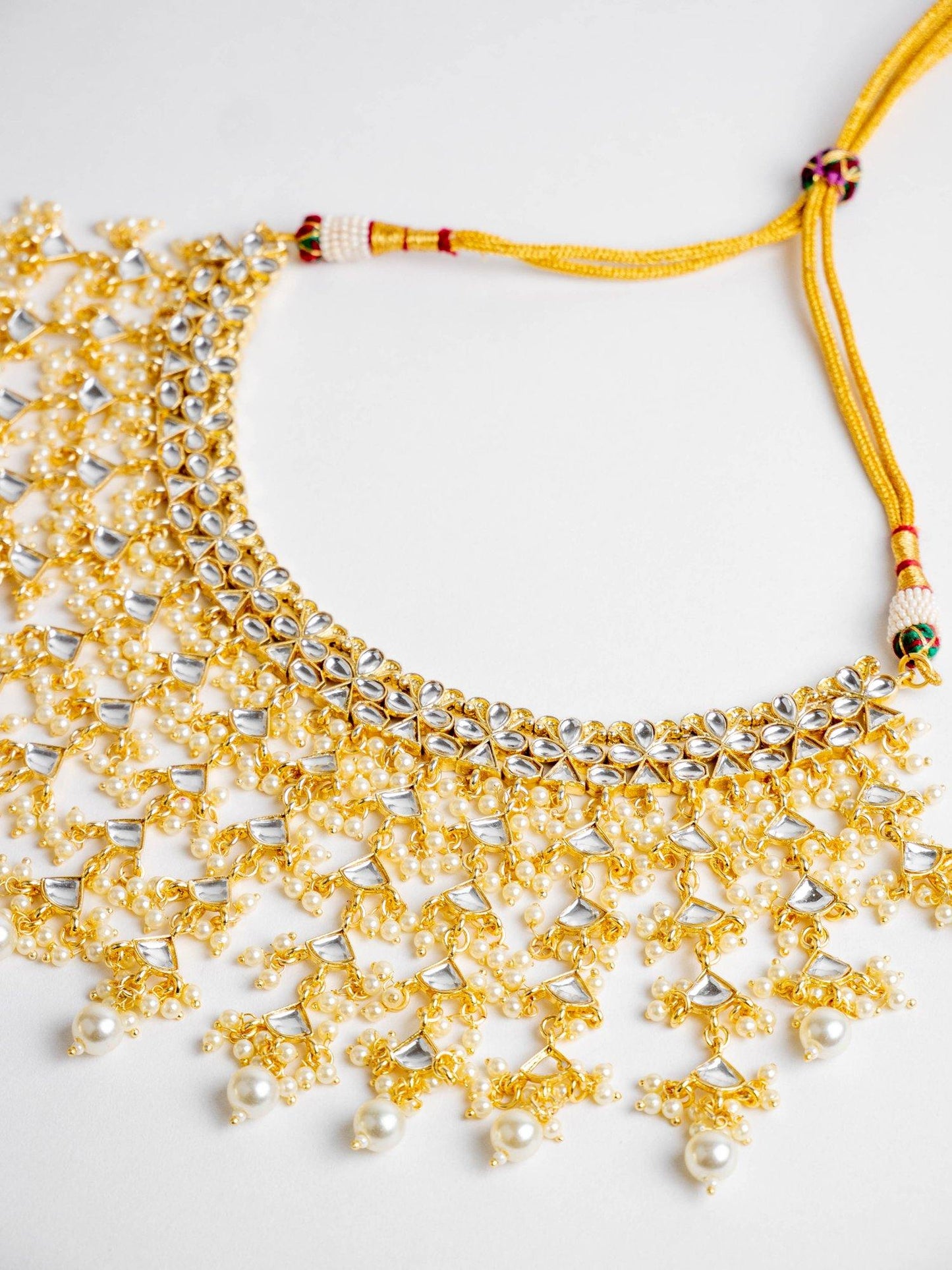 Golden Layered Pearls Necklace Set - Noor Zaara