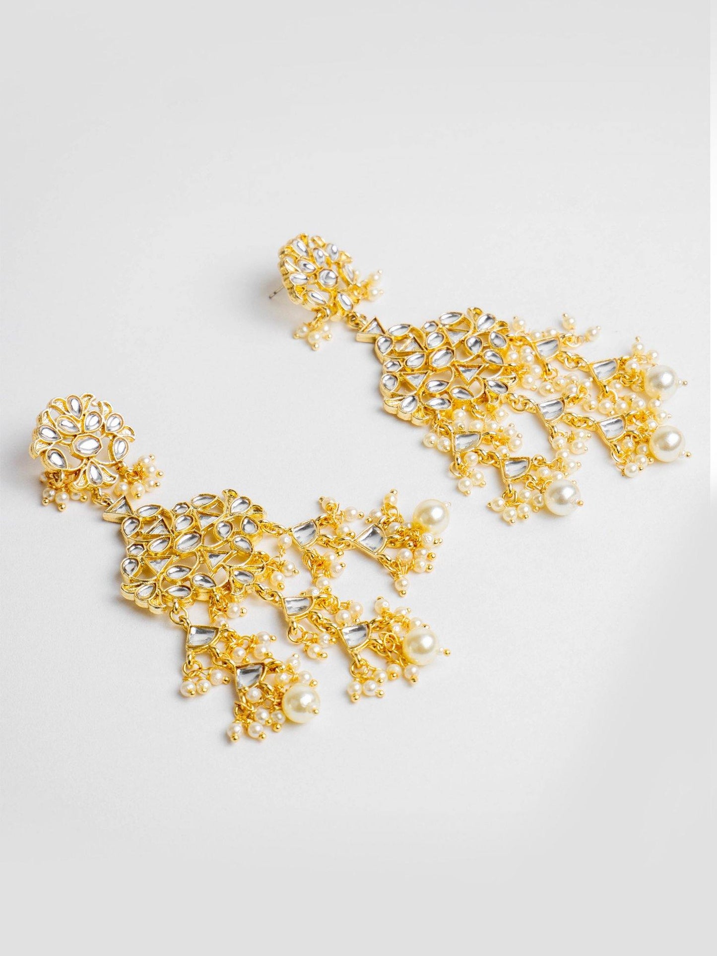Golden Layered Pearls Necklace Set - Noor Zaara