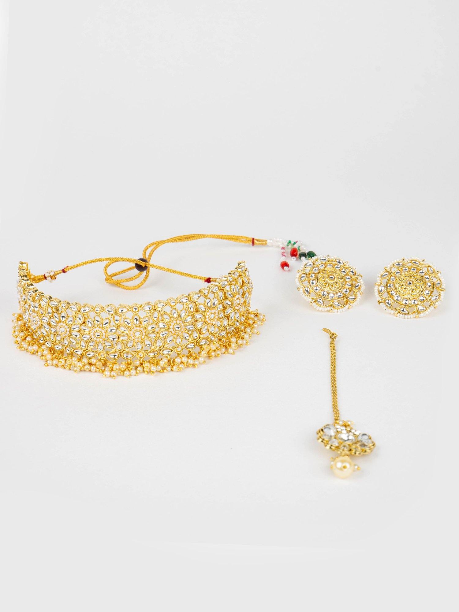Golden Choker & Round Earrings with Teeka - Noor Zaara