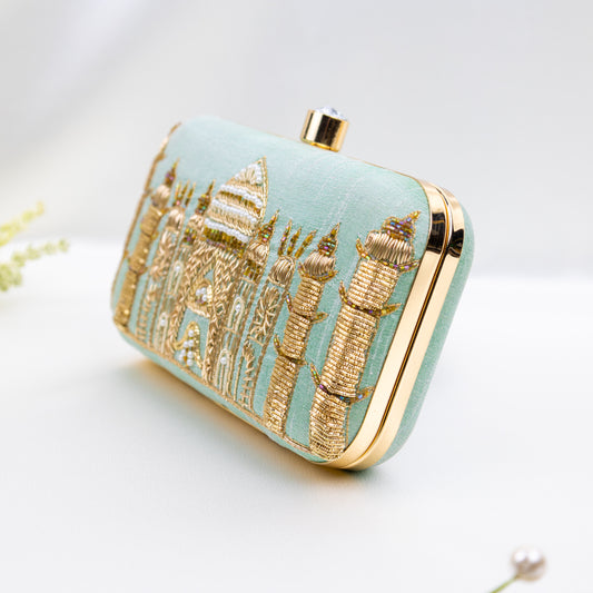 Taj Mahal Teal Clutch