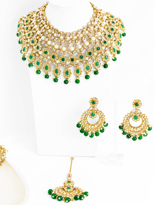Green Pearl Necklace Set