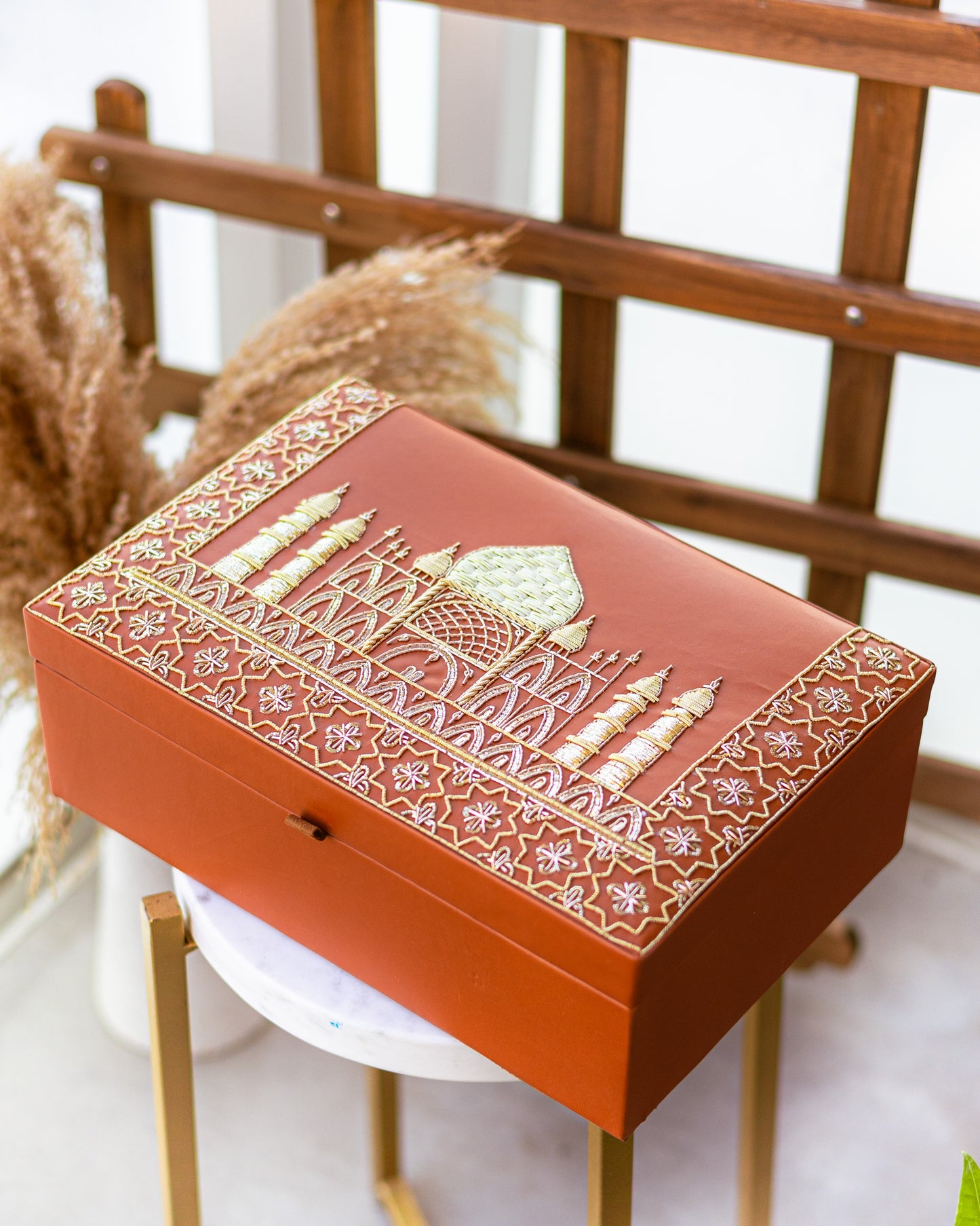 Taj Mahal Trousseau Box- Tan