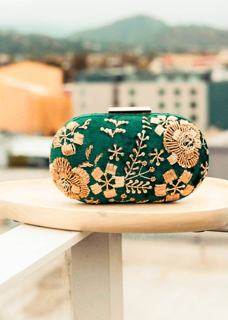 Meera Verde Clutch