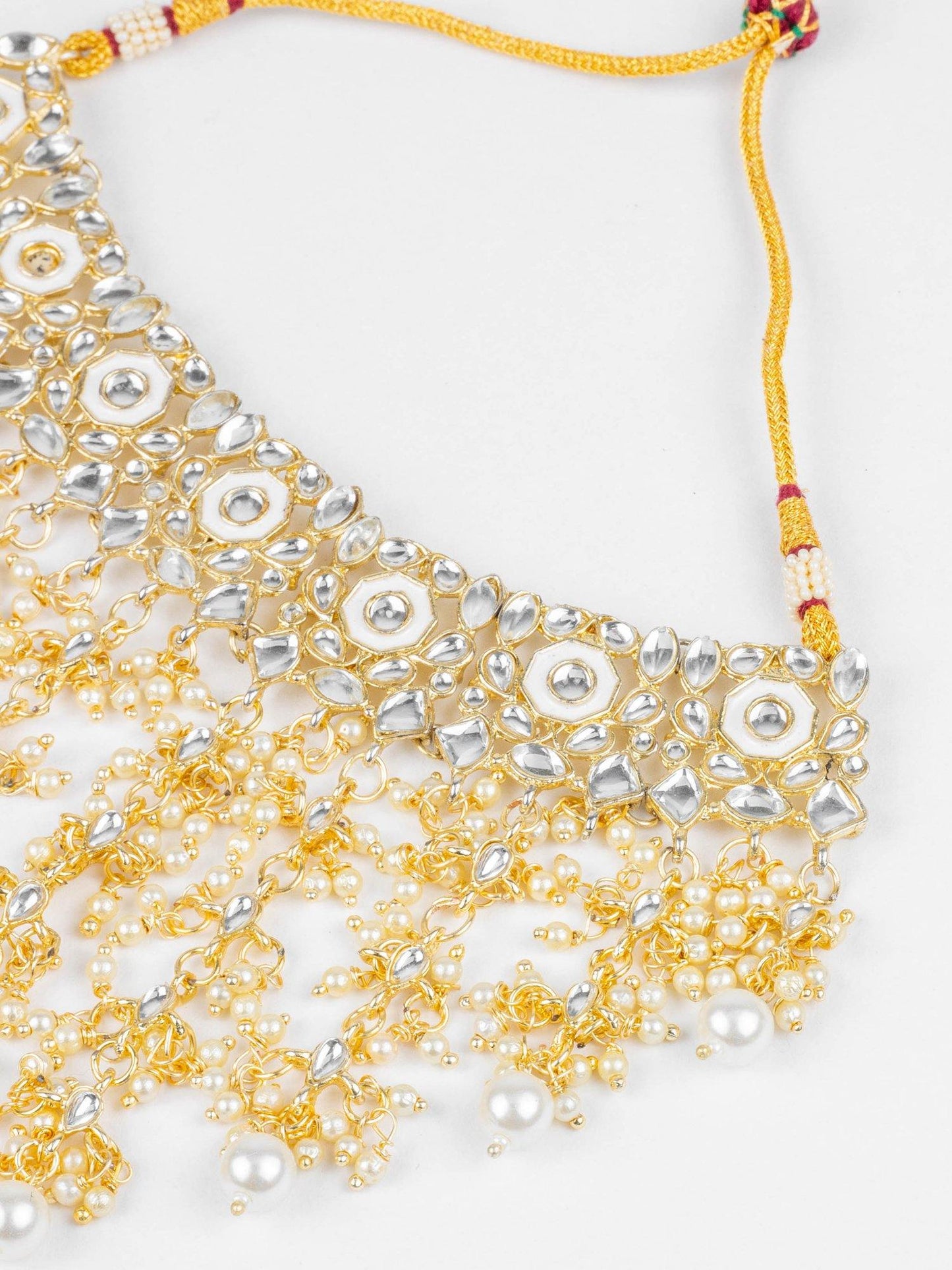 Golden White Meenakari & Kundan Choker Set - Noor Zaara
