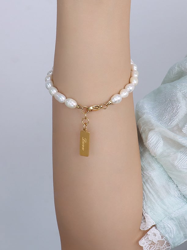 Freshwater Pearl Love Bracelet