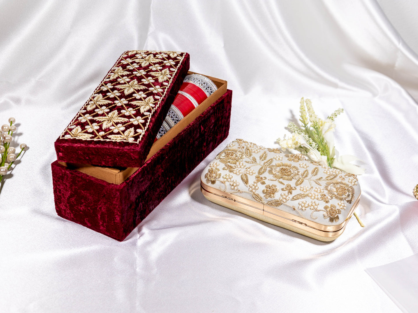 Royal Crimson Velvet Bangle Box