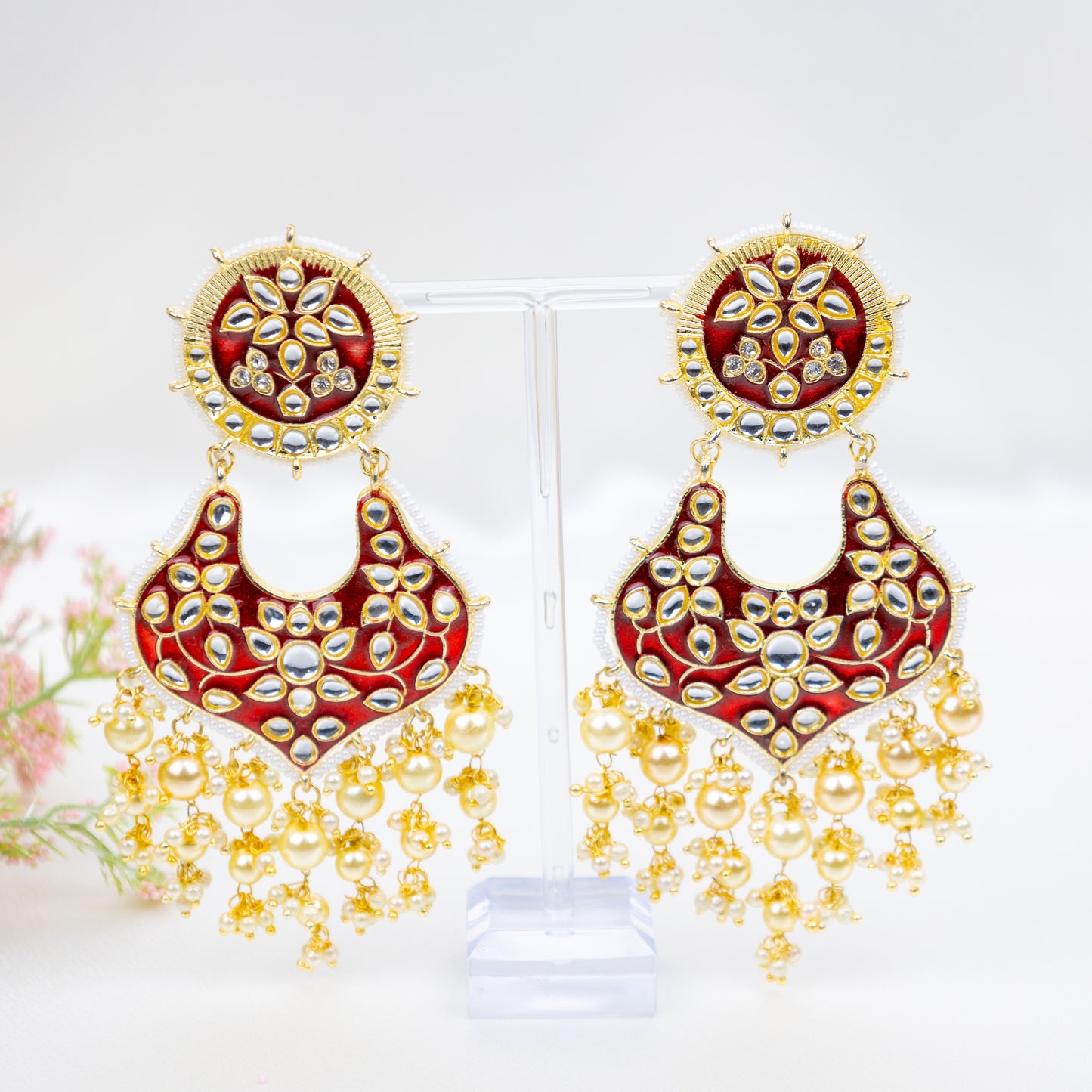 Red Pearl Jhumkas