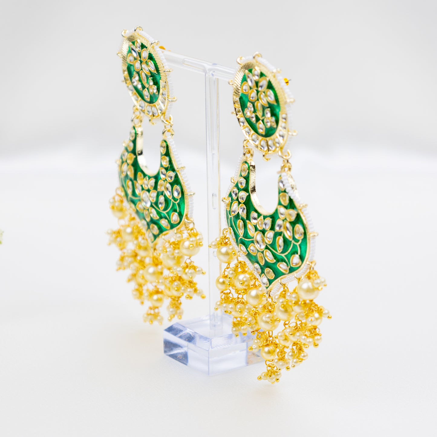 Green Pearl Jhumkas