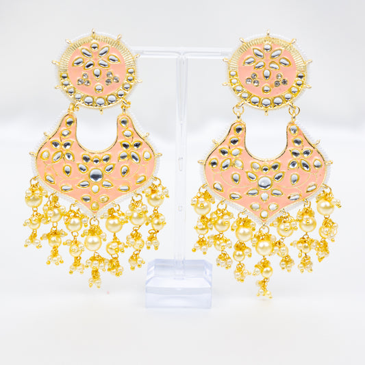 Peach Pearl Jhumkas