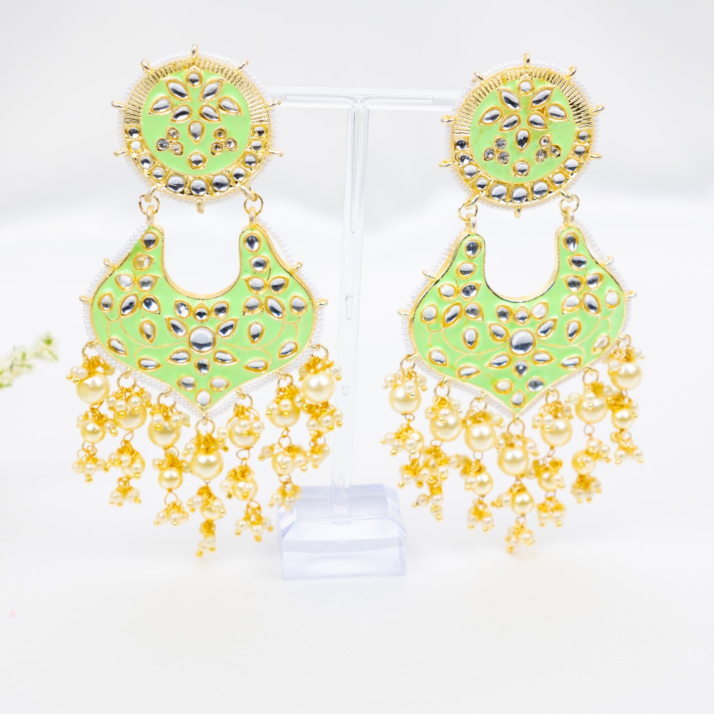 Light Green Pearl Jhumkas