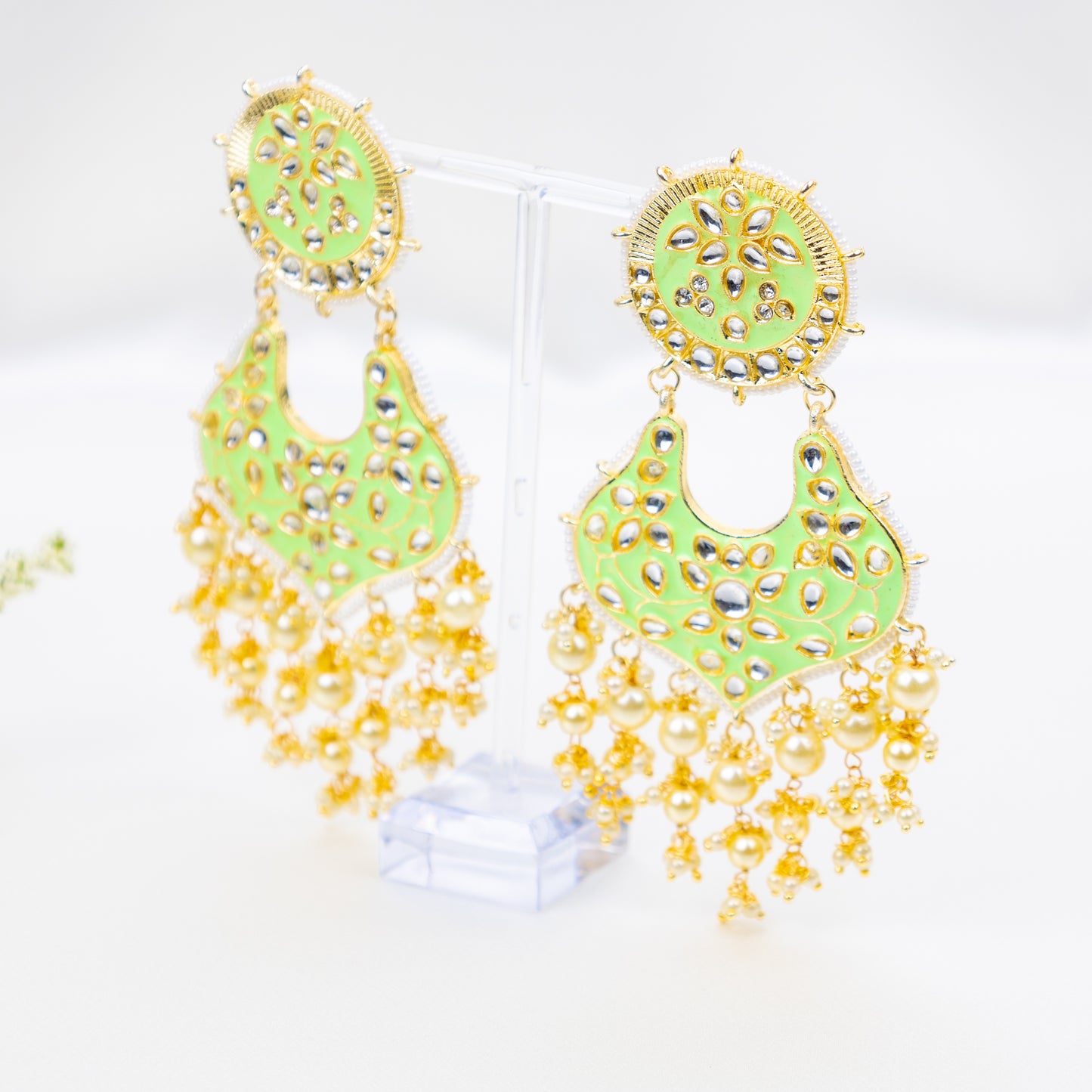 Light Green Pearl Jhumkas