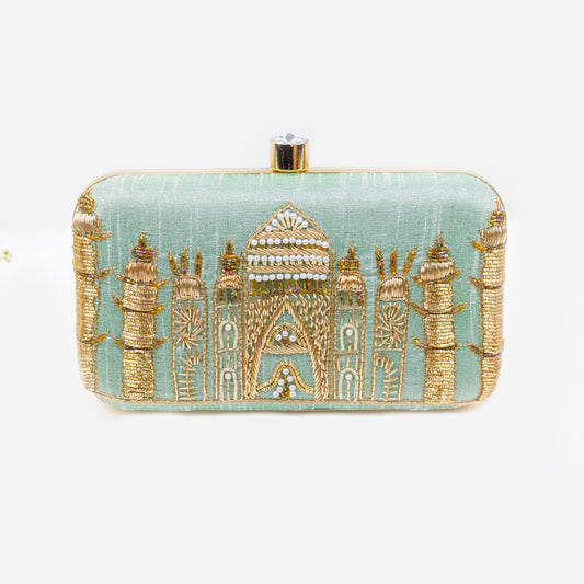 Taj Mahal Teal Clutch