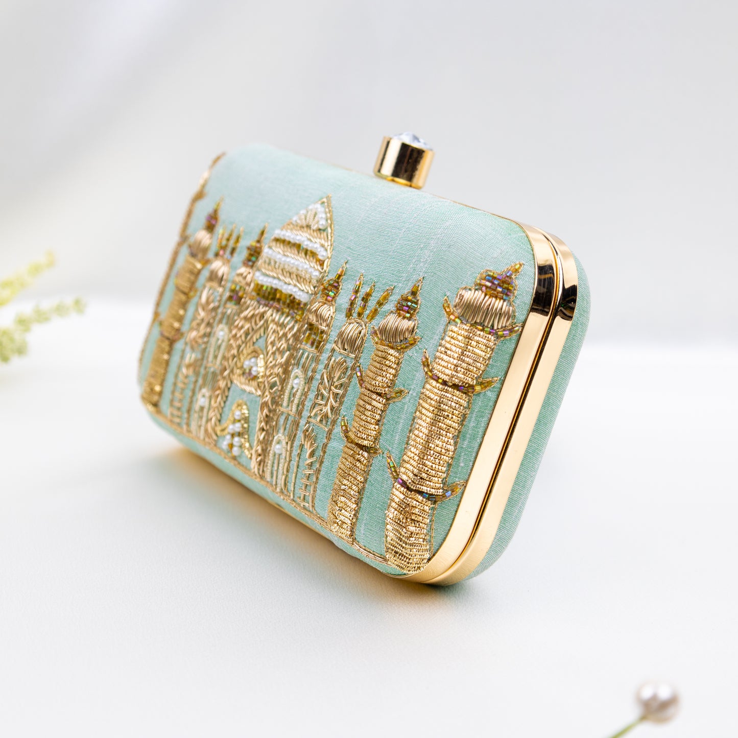 Taj Mahal Teal Clutch