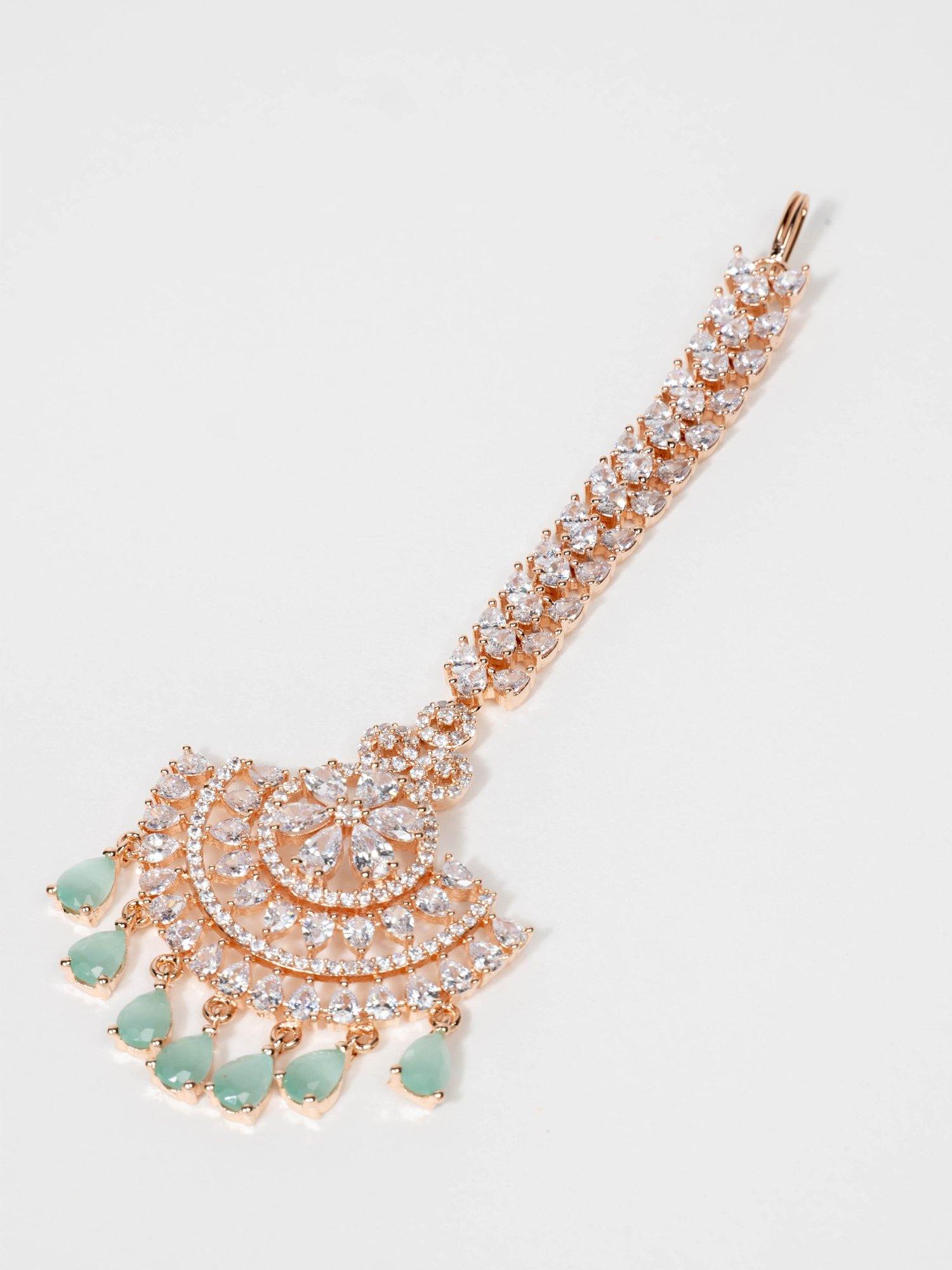 Teal Rose Gold Tikka - Noor Zaara