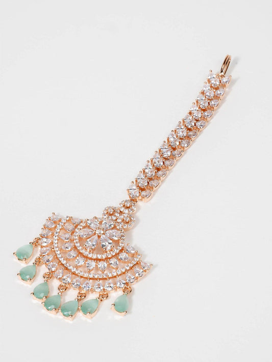 Teal Rose Gold Tikka - Noor Zaara