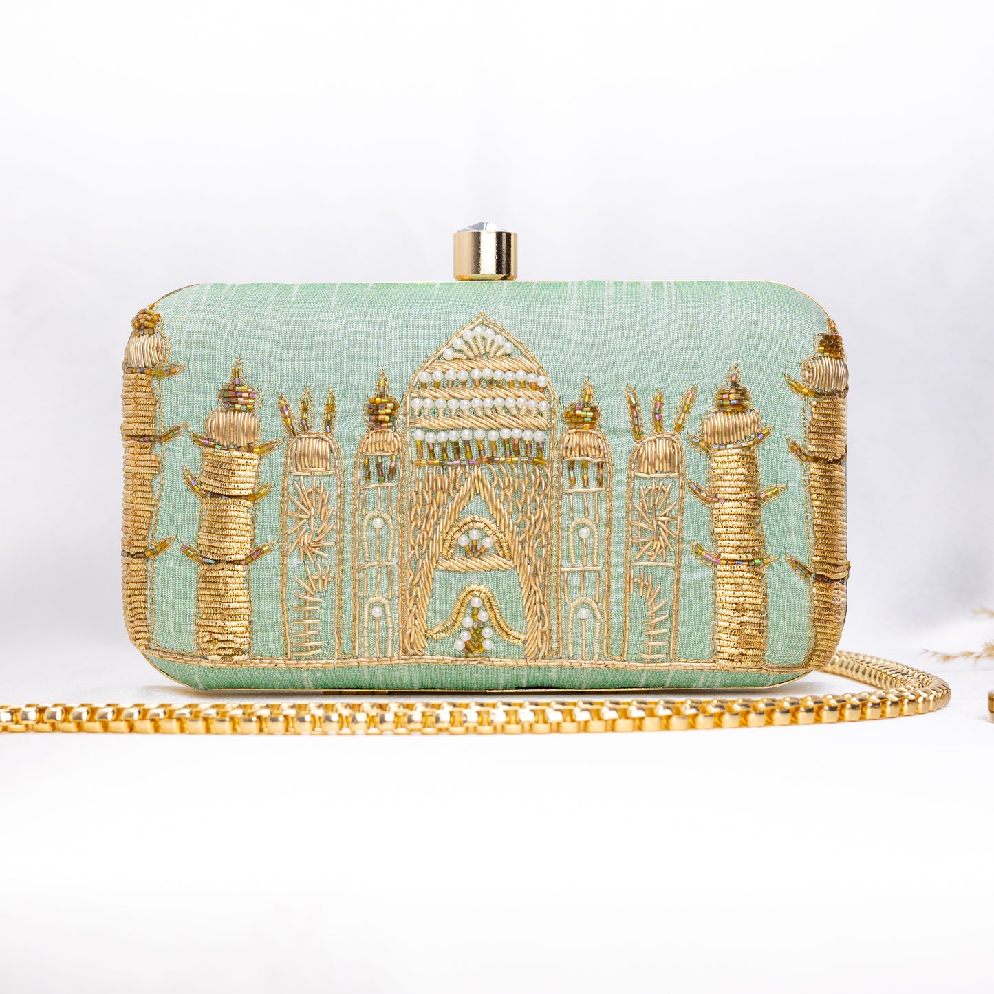 Taj Mahal Teal Clutch