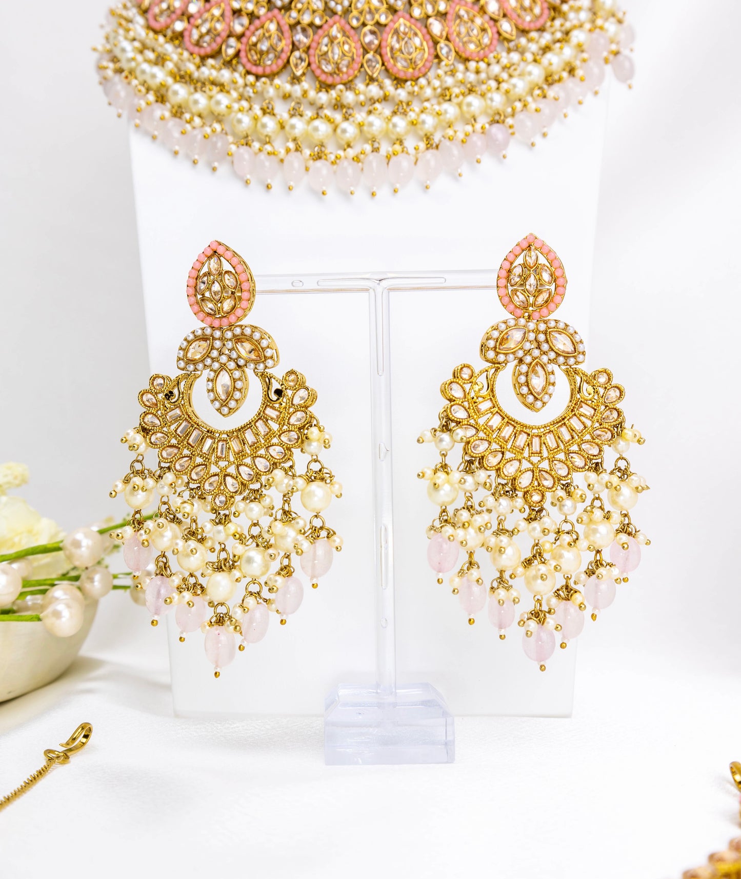 Meera Pearl Pink Necklace Set