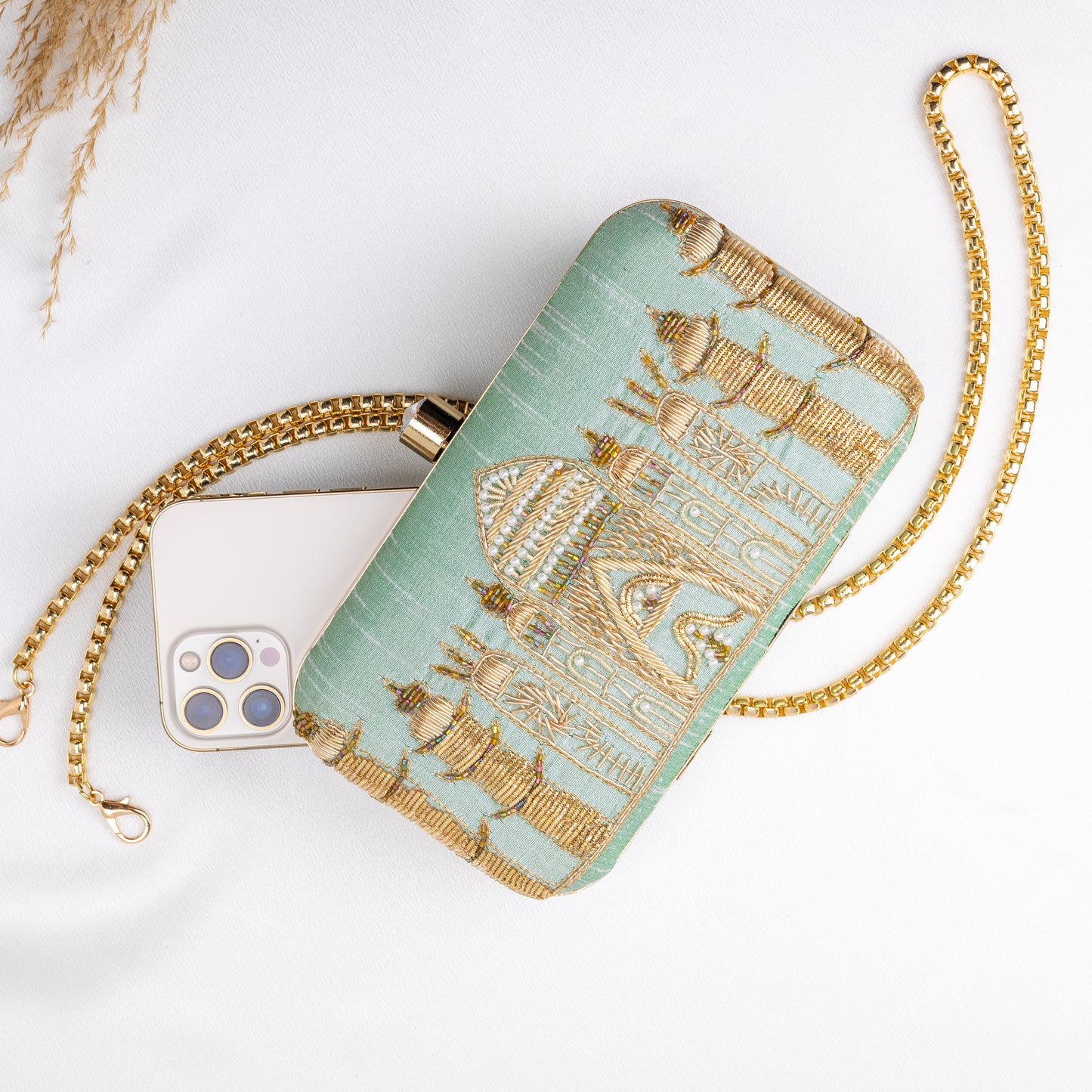 Taj Mahal Teal Clutch