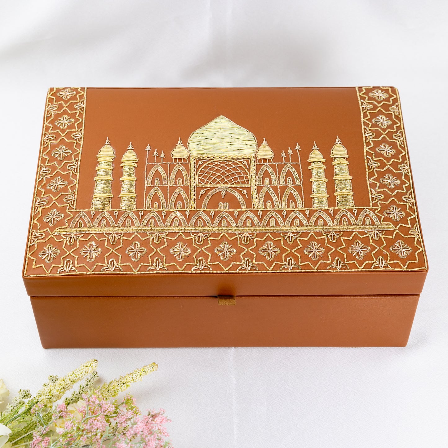 Taj Mahal Trousseau Box- Tan